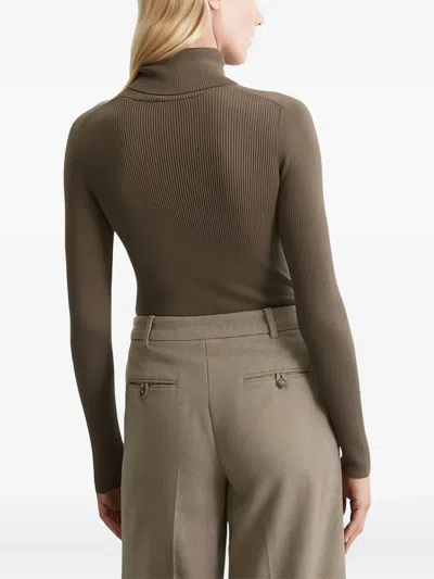 Marc O'polo Ribbed Turtleneck Top In Green