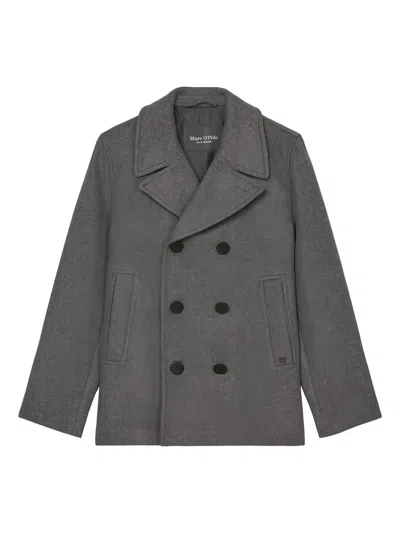 Marc O'polo Double-breasted Peacoat In Gray