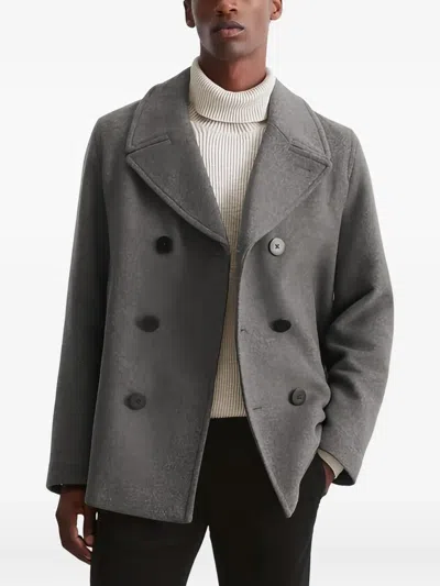 Marc O'polo Double-breasted Peacoat In Gray
