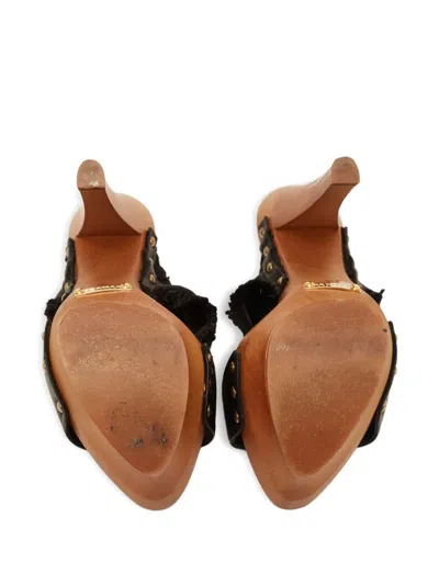 Pre-owned Le Silla Lace Wood Platform Sandals