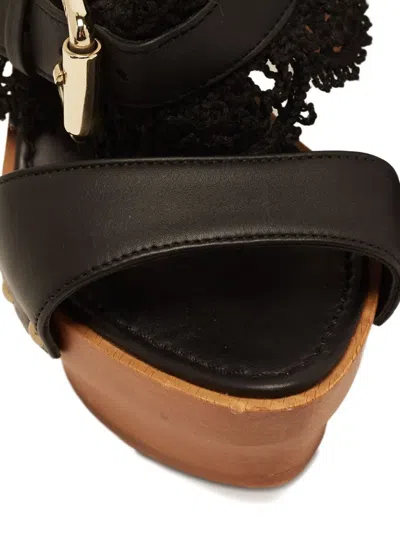 Pre-owned Le Silla Lace Wood Platform Sandals