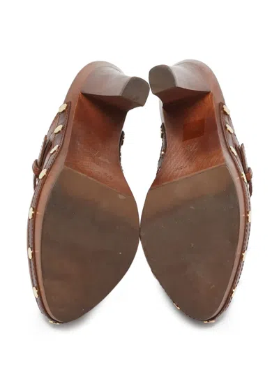 Pre-owned Louis Vuitton Buckled Platform Clogs In Brown