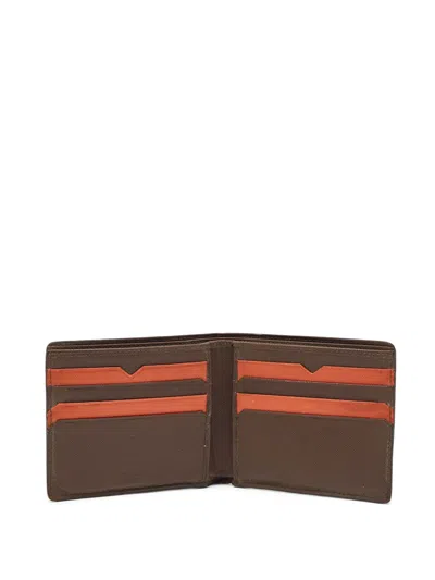 Pre-owned Prada Saffiano Leather Bi-fold Wallet In Brown