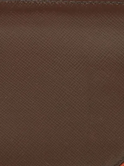 Pre-owned Prada Saffiano Leather Bi-fold Wallet In Brown