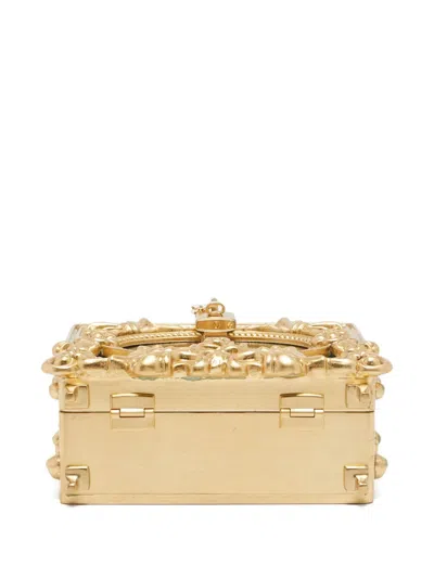 Pre-owned Dolce & Gabbana Floral Clasp Box Bag In Gold
