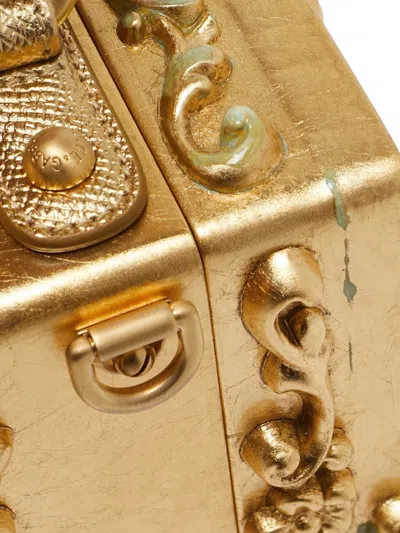Pre-owned Dolce & Gabbana Floral Clasp Box Bag In Gold