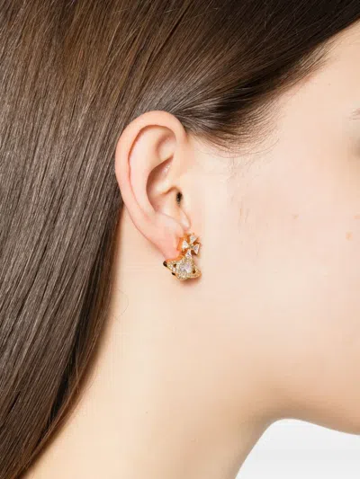 Vivienne Westwood Orb Cross Cubic Zirconia Earrings In Metallic
