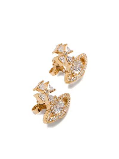 Vivienne Westwood Orb Cross Cubic Zirconia Earrings In Metallic