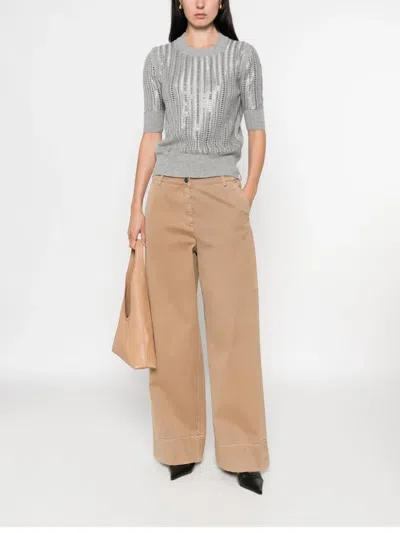 Ermanno Scervino Ribbed Short-sleeved T-shirt In Silver
