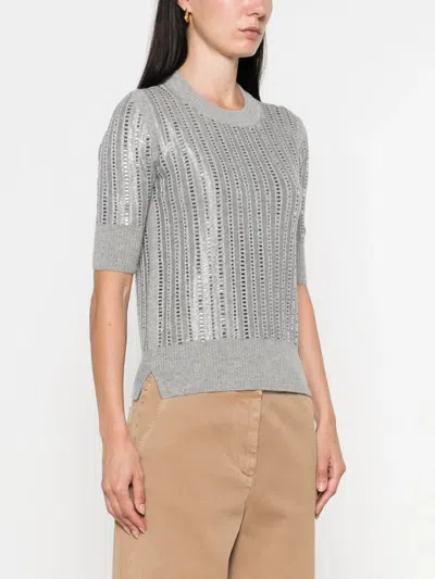 Ermanno Scervino Ribbed Short-sleeved T-shirt In Silver