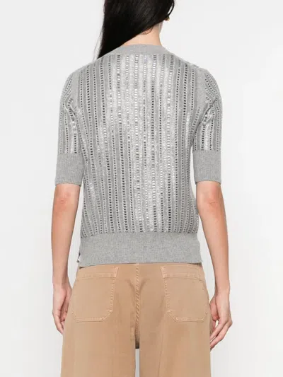 Ermanno Scervino Ribbed Short-sleeved T-shirt In Silver