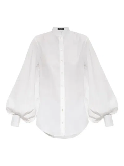Balmain Cotton Puff-sleeve Poplin Shirt In White