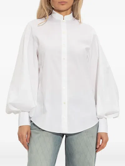 Balmain Cotton Puff-sleeve Poplin Shirt In White