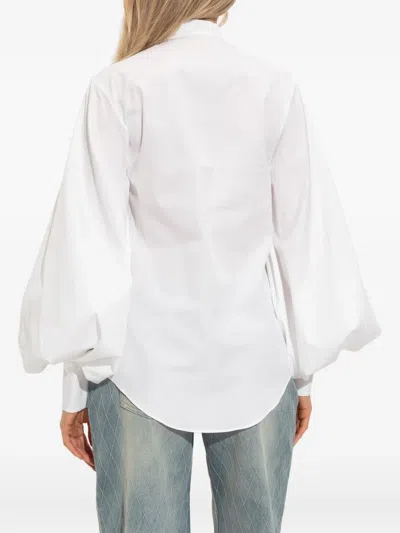 Balmain Cotton Puff-sleeve Poplin Shirt In White
