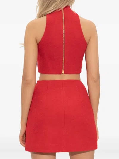 Balmain High-neck Button-detail Top In Red