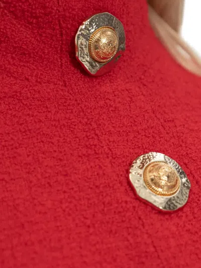 Balmain High-neck Button-detail Top In Red