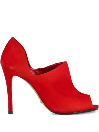 Pre-owned Vintage 100mm Peep-toe Pumps In Red