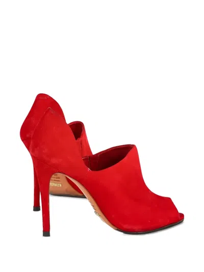 Pre-owned Vintage 100mm Peep-toe Pumps In Red