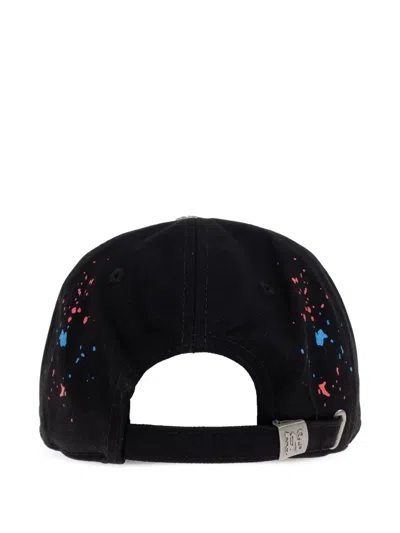 Palm Angels Paint-splatter Logo-embroidered Cap In Black