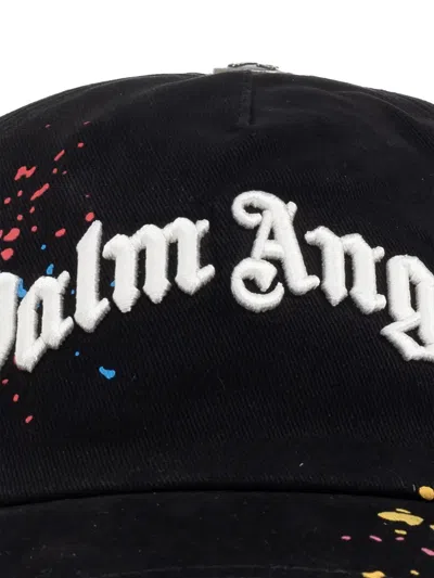 Palm Angels Paint-splatter Logo-embroidered Cap In Black