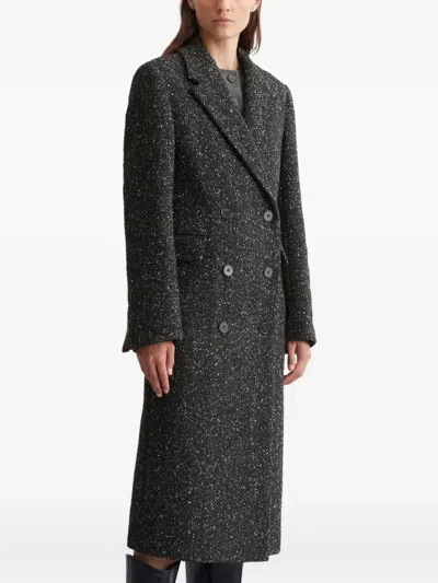 Marc O'polo Double-breasted Textured Coat In Black