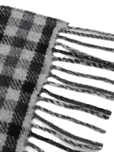 Marc O'polo Checked Fringed Scarf In Black