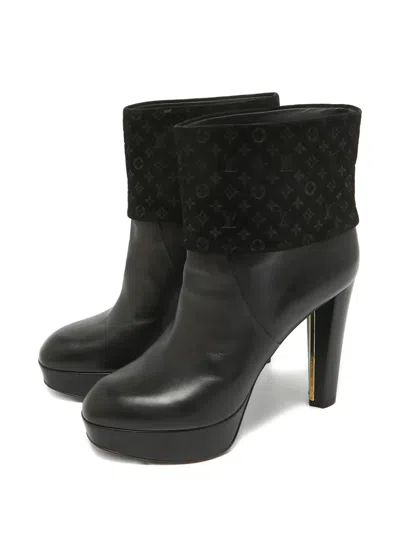 Pre-owned Louis Vuitton Monogram Platform Boots In Black