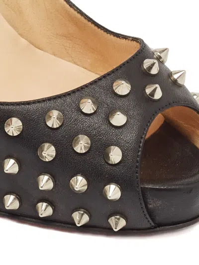 Pre-owned Christian Louboutin Studded Peep-toe Pumps