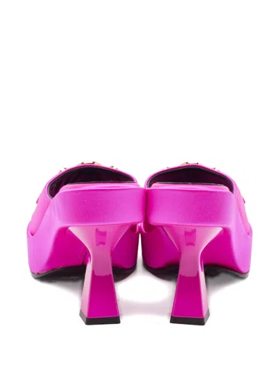 Pre-owned Versace Medusa Platform Satin Mules