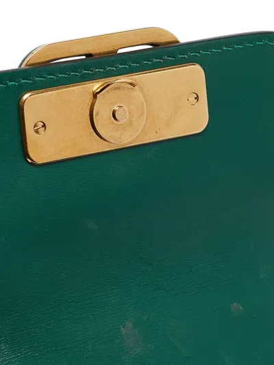 Pre-owned Valentino Garavani Leather V-logo Flap Bag In Green