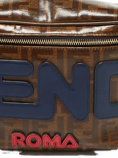 Pre-owned Fendi Ff-pattern Leather Belt Bag In Brown