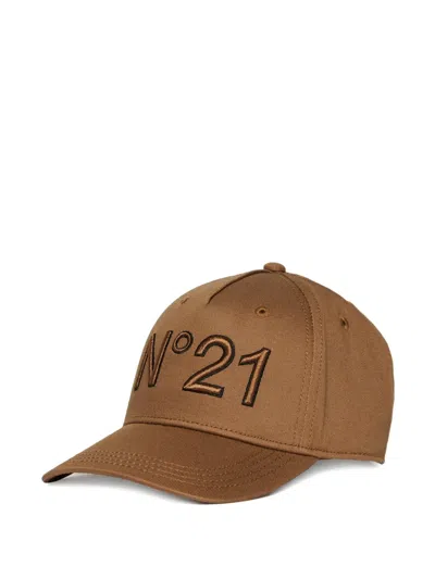 N°21 Logo-embroidered Baseball Cap In Brown