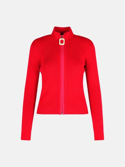 Jw Anderson Crimson Red Cotton Blend Turtleneck Sweater In Red