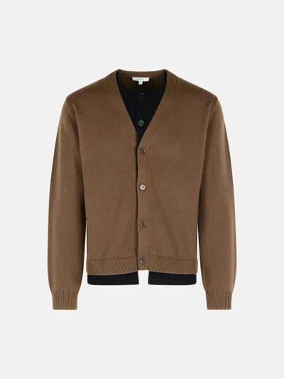 Jw Anderson Brown Cashmere Blend Layered Cardigan In Brown