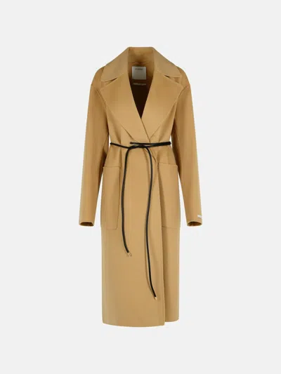Sportmax Abate' Camel Virgin Wool Robe Coat