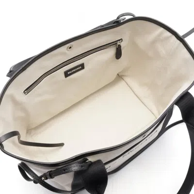Pre-owned Balenciaga Black Ivory Canvas Leather Tote Bag ()