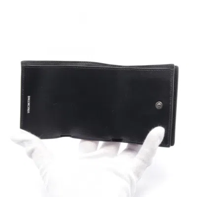 Pre-owned Balenciaga Black Leather Wallet (tri-fold) ()