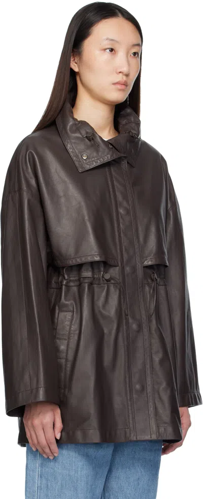 The Row Brown Herbie Leather Jacket