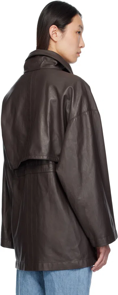 The Row Brown Herbie Leather Jacket