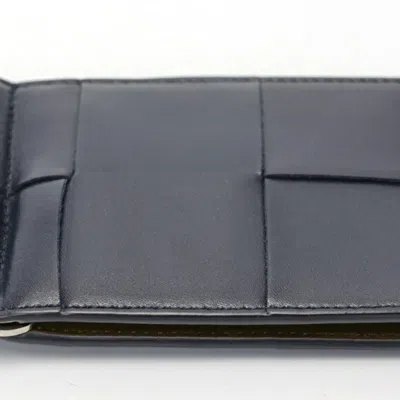Pre-owned Bottega Veneta Khaki Navy Intrecciato Leather Card Wallet ()