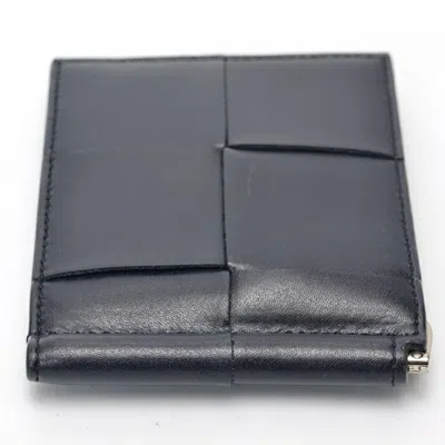 Pre-owned Bottega Veneta Khaki Navy Intrecciato Leather Card Wallet ()