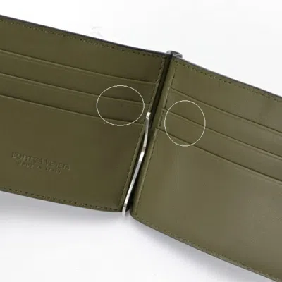 Pre-owned Bottega Veneta Khaki Navy Intrecciato Leather Card Wallet ()
