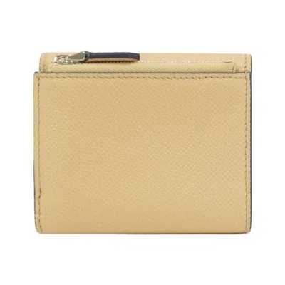 Pre-owned Bvlgari Beige Navy Leather Wallet (tri-fold) ()