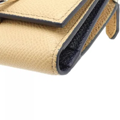 Pre-owned Bvlgari Beige Navy Leather Wallet (tri-fold) ()