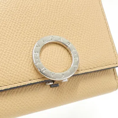Pre-owned Bvlgari Beige Navy Leather Wallet (tri-fold) ()