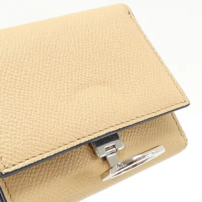 Pre-owned Bvlgari Beige Navy Leather Wallet (tri-fold) ()