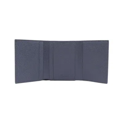 Pre-owned Bvlgari Beige Navy Leather Wallet (tri-fold) ()