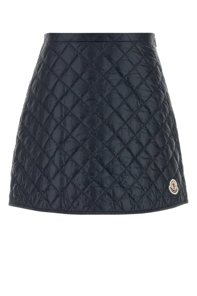 Moncler Navy Blue Diamond-quilted Mini Skirt