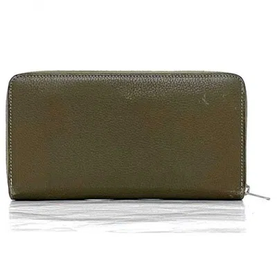 Pre-owned Celine Grayish Leather Long Wallet (bi-fold) ()
