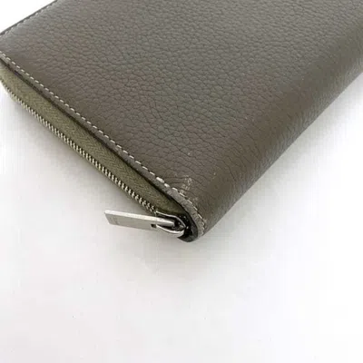 Pre-owned Celine Grayish Leather Long Wallet (bi-fold) ()